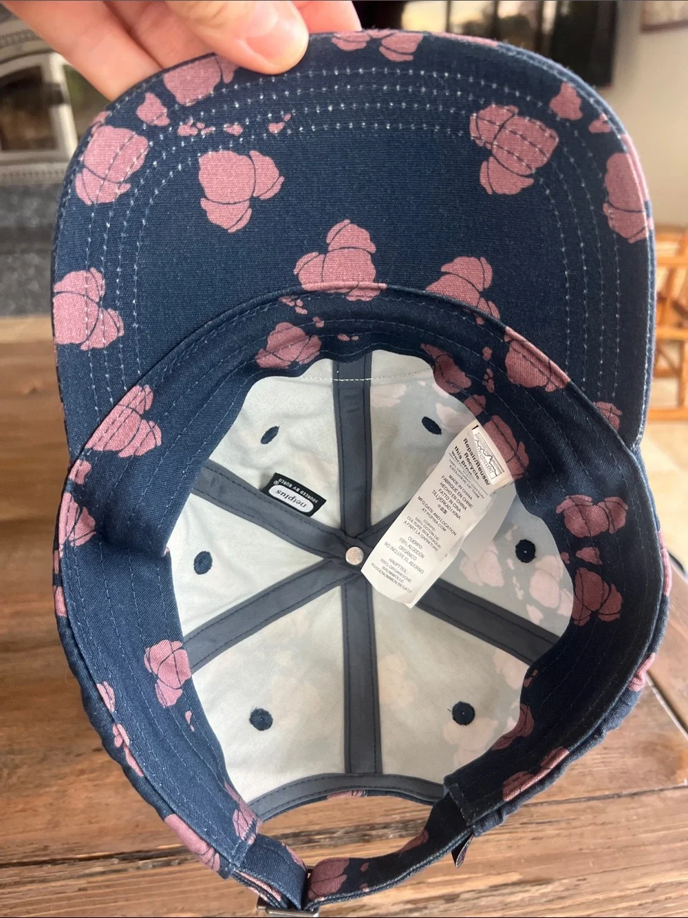 Patagonia womens Navy Hat with Pink Floral Print